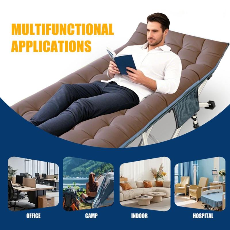 Cama plegable de camping para exteriores con colchón, cama para dormir resistente con bolsa de transporte, soporta hasta 408 kg, cama portátil para invitados para camping, viajes, uso en exteriores e interiores.
