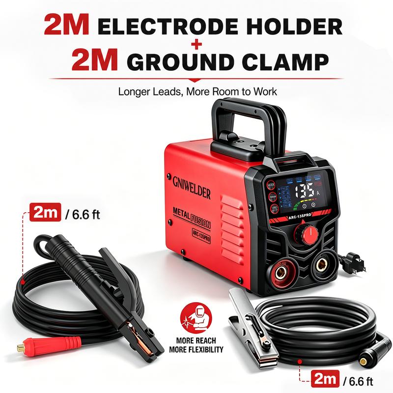 Soldadora de arco portátil GNIWELDER de 110 V, mini máquina de soldadura por arco con varillas de soldadura E6013, cable de alimentación de cobre puro, cables de soldadura de 2 m, gran pantalla LED, selección inteligente de varillas, arranque en caliente,