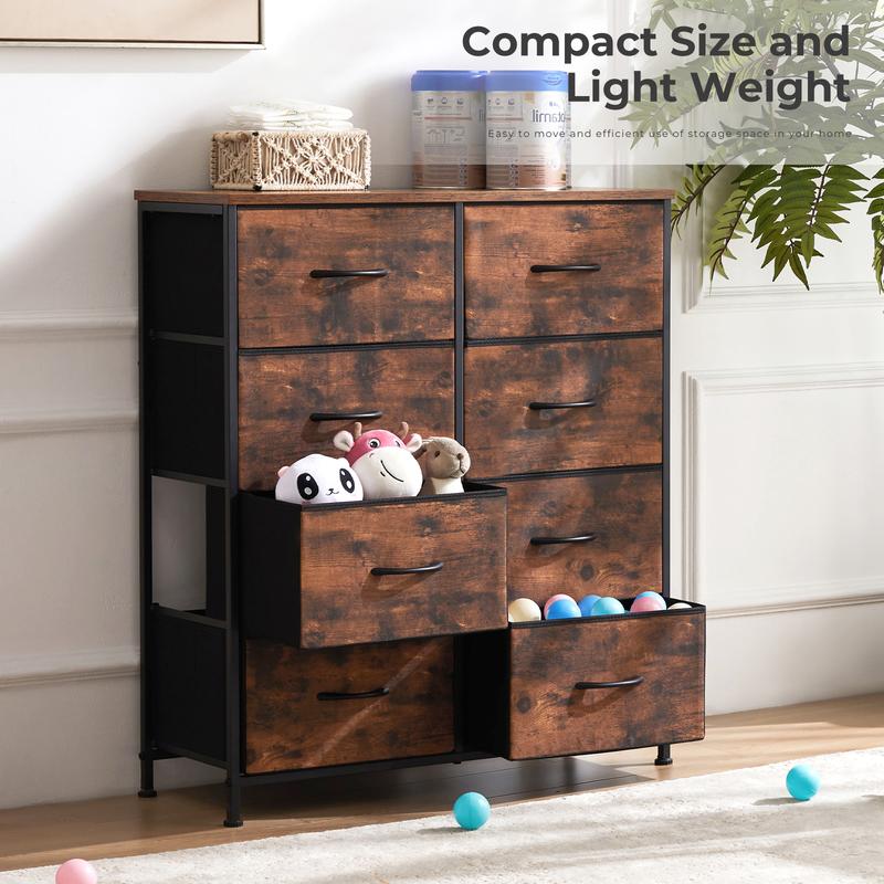 Cajonera organizadora de tela de 8 cajones - Cómoda moderna para dormitorio, armario y mueble de interior multiusos para sala de estar y apartamentos.