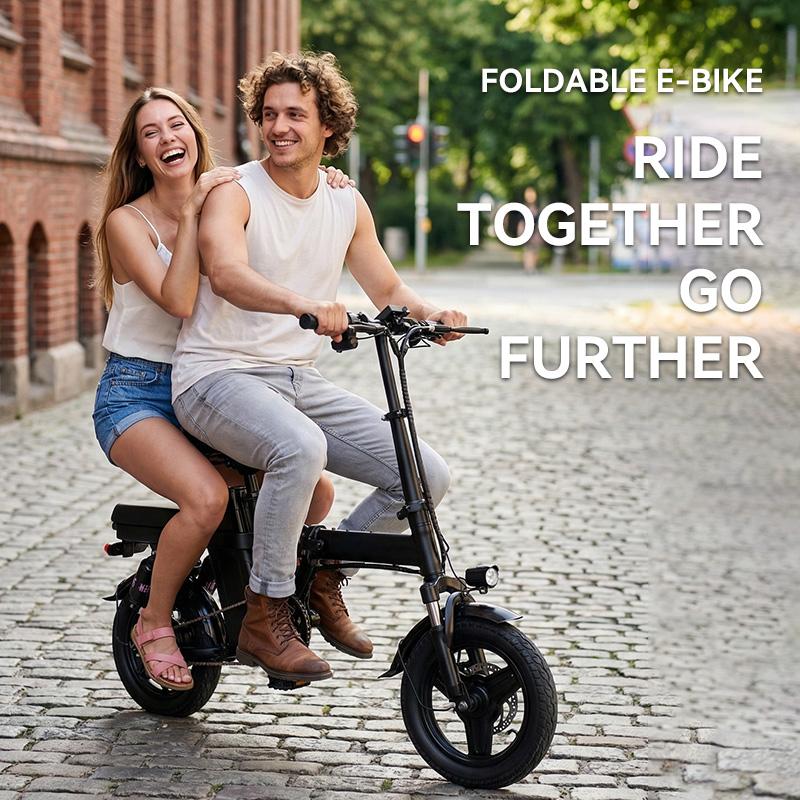 Bicicleta eléctrica plegable con tecnología Black, motor de 500 W, batería de 48 V y 15 Ah, amortiguación de 14 niveles, autonomía de 80 km, frenos de disco dobles, certificación UL2849 para ciclismo extremo al aire libre.