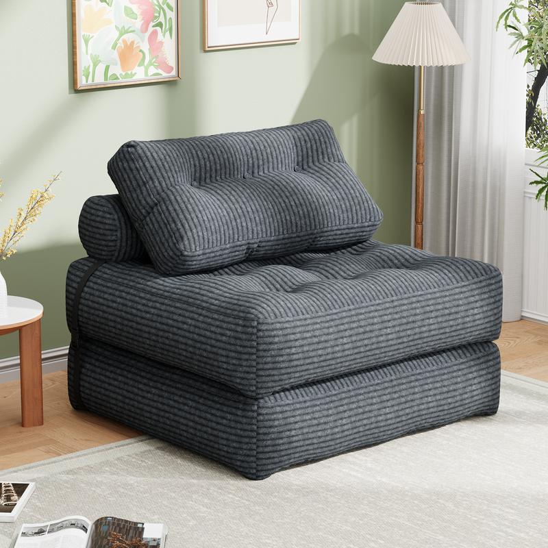 【¡Fantástico sofá cama!】 Sofá plegable Mr IRONSTONE con reposacabezas, sillón convertible con almohada y colchón plegable con respaldo, en rosa, gris y beige, ideal para espacios pequeños.