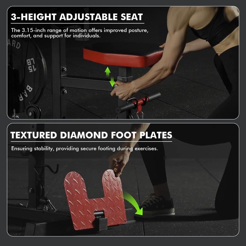 Equipo de fitness LAT Tower con polea alta para dorsales, remo para dorsales, estación de poleas altas y bajas, plataforma abatible para pies y arnés para abdominales, compatible con abrazaderas para barras de gimnasio en casa.