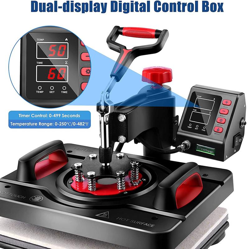 Máquina de sublimación profesional AKEYDIY de 15" x 12", con brazo giratorio, para impresión de camisetas, transferencia térmica, máquina de prensa de calor digital para vasos, camisetas, tazas, sombreros, platos y gorras. Regalos de Navidad para amantes