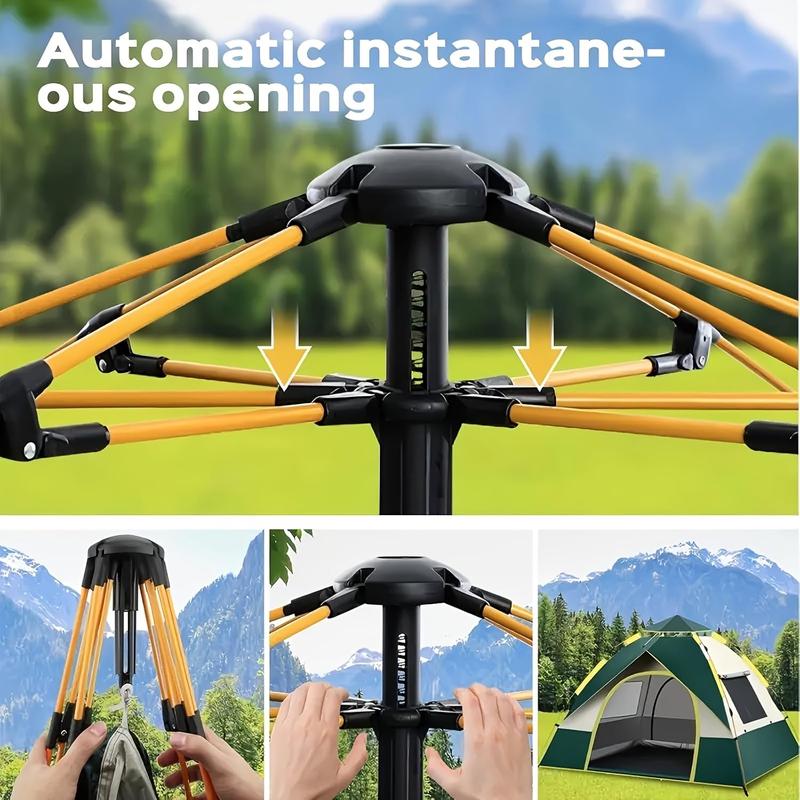 Tienda de Campaña Automática de Instalación Instantánea para 3-5 Personas con Puertas Dobles y Ventanas de Malla Grande 78x78.74x51.2in Verde Impermeable