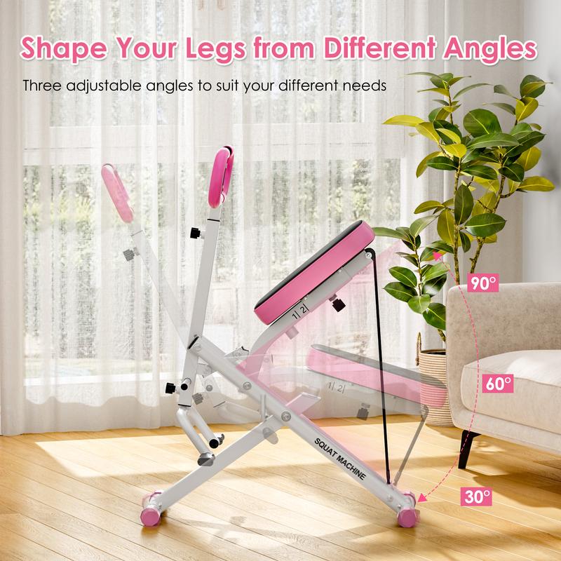 Máquina de sentadillas Dland para glúteos, resistencia ajustable, equipo de ejercicio plegable, máquina de ejercicios para piernas con capacidad de peso de 350 libras para mujeres, máquina de remo, TikTokShopBlackFriday Hiit Killer LCD Display