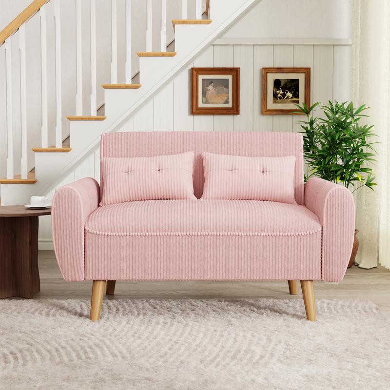 Sofá cama Walsunny Chaise Lounge, sofá de dos plazas moderno y pequeño, sofá diván modular de lujo en tela de lino con cojines de respaldo para sala de estar, apartamento, conjunto de sofá seccional beige