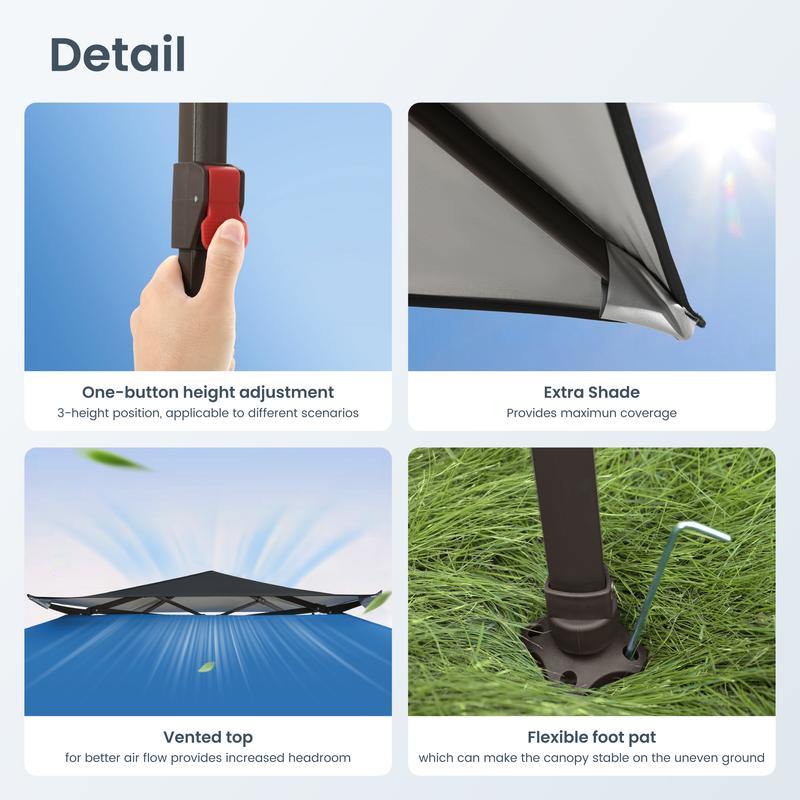 OfertasParaTiDías PHIVILLA Fácil Montaje 13x13 pies Cenador con toldo desplegable Tienda de exterior 169 pies cuadrados Diseño plegable para sombra, carpa con toldo portátil instantánea para exteriores con bolsa con ruedas,