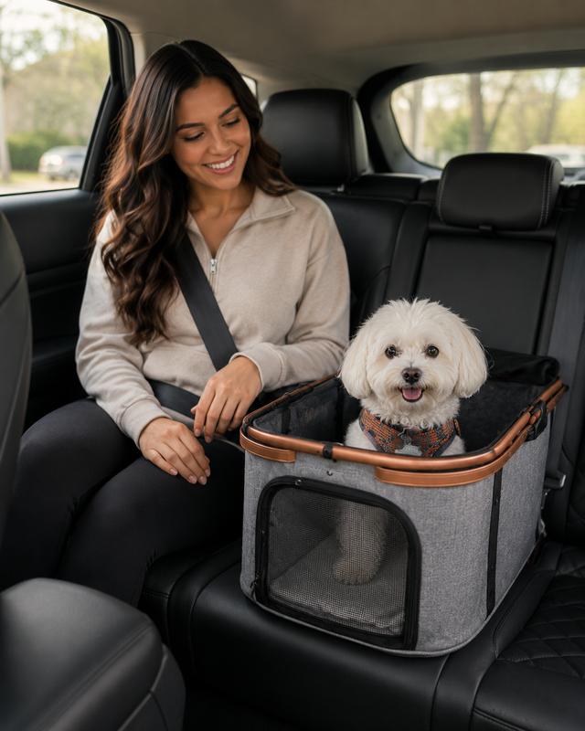 Cochecito para mascotas TLGREEN para perros y gatos medianos de hasta 25 kg, cochecito todoterreno 3 en 1 con transportín desmontable, ruedas de goma, plegado con un solo clic, cesta de almacenamiento y portavasos, cochecito de viaje para exteriores para