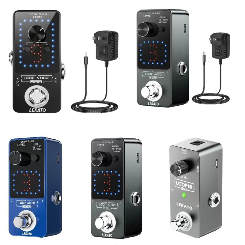 Pedal looper de guitarra LEKATO, set de pedales de efectos para guitarra con bucle simple de 5 minutos, 3 bucles de 18 minutos, 9 bucles de 30 minutos, función de grabación, sincronización y afinador.