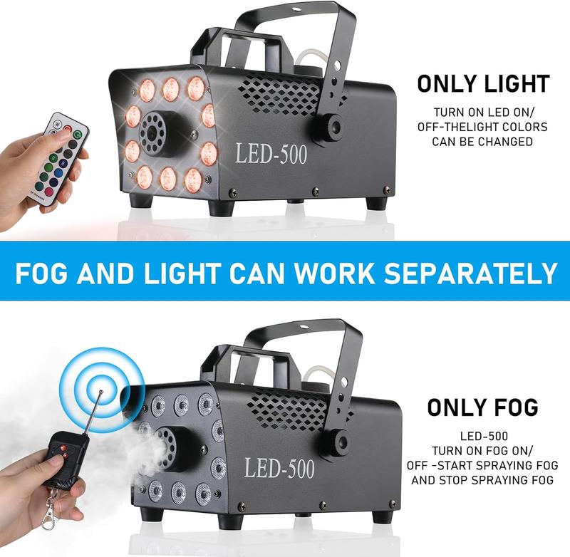 Máquina de humo portátil Dazone de 500 W con control remoto inalámbrico para Halloween, Navidad, bodas, fiestas, actuaciones de DJ y espectáculos en escenarios.