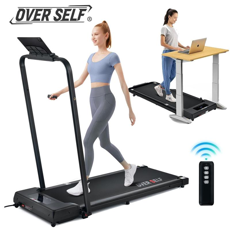 Cinta de correr plegable OVER SELF, 6.2 MPH, portátil, con control remoto y asa, fácil de guardar debajo del escritorio, equipo de gimnasio en casa, Summervibes.