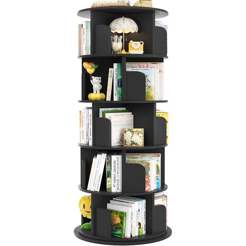 Estantería giratoria Homieasy de 4/5/6 niveles, torre de estantería giratoria de madera con exhibición de 360°, estantería de pie con almacenamiento, estantería giratoria de esquina para espacios pequeños, dormitorio, sala de estudio.