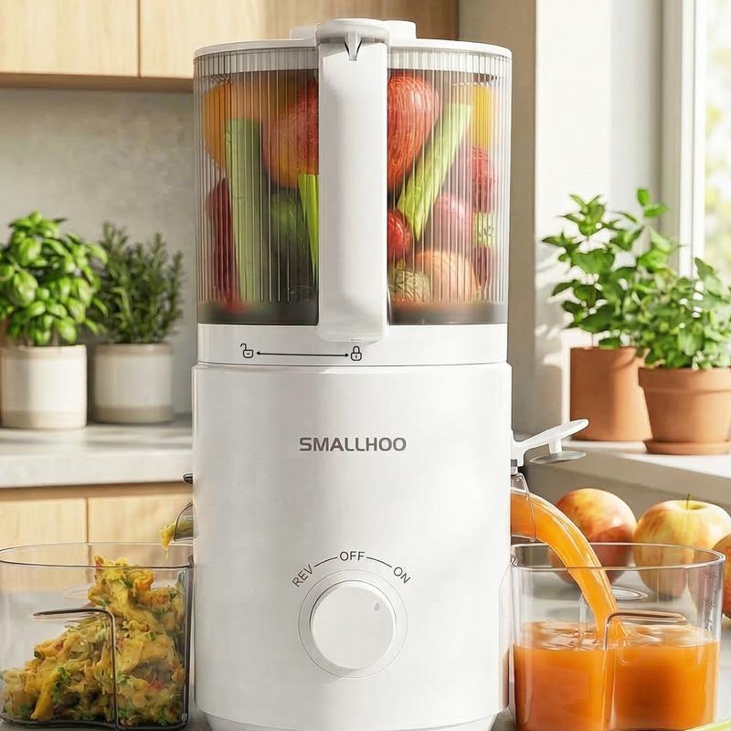 Extractor de jugo de prensado en frío TUUMIIST - Con pantalla táctil de 16,5 cm de ancho o manual, o extractor de jugo de frutas de prensado en frío manual de 18 cm de ancho, para frutas enteras, 30 % más de jugo, alto rendimiento, masticación lenta, gran