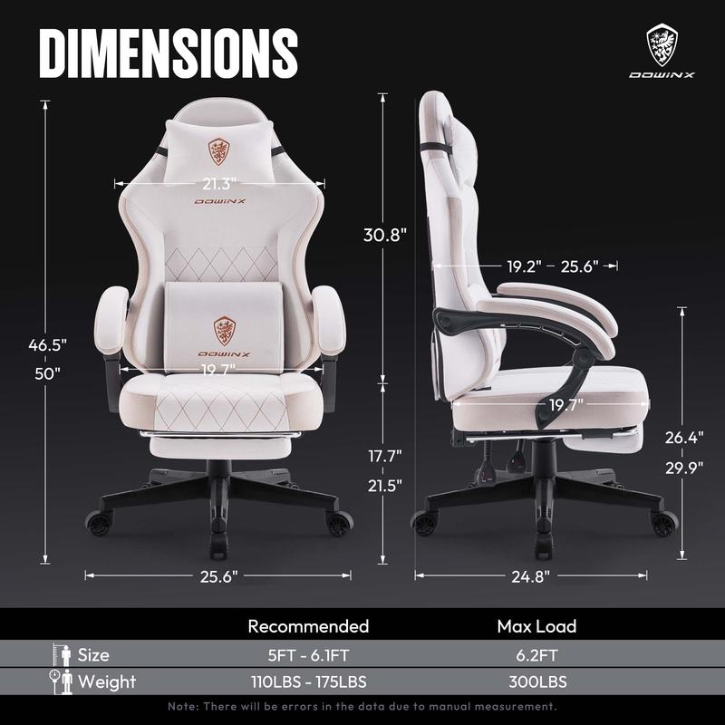 Silla de oficina Dowinx con soporte lumbar para masaje, cojín de muelles y pedales ergonómicos, soporta hasta 136 kg (300 libras).