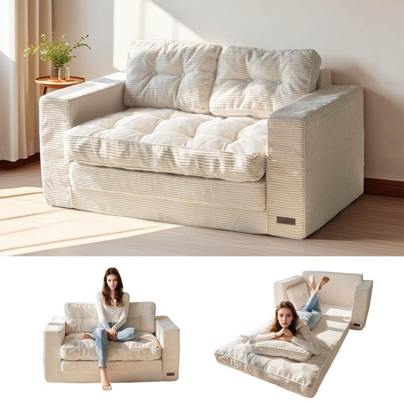 Ofertas para ti MAXYOYO Sofá cama plegable convertible 2 en 1 con almohadas, sofá de dos plazas extraíble para sala de estar, dormitorio o salón