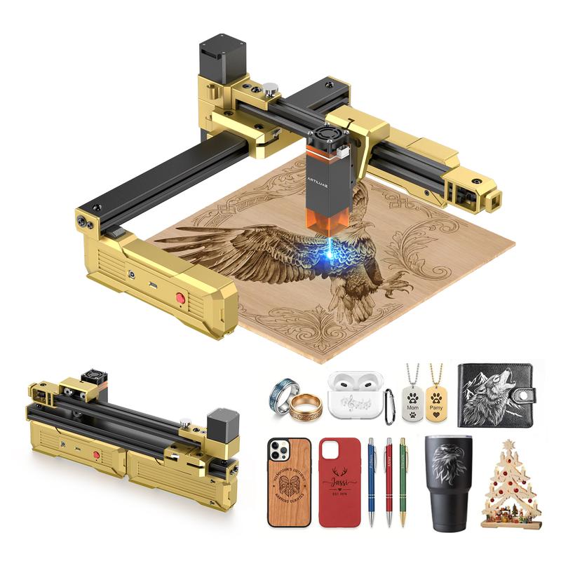 Máquina de grabado láser portátil ARTILUME T1 con control por aplicación, diseño plegable, no requiere montaje, precisión de 0,01 mm, velocidad de 10000 mm/min, graba madera, cuero, acrílico y metal, herramienta de diseño personalizada para proyectos crea