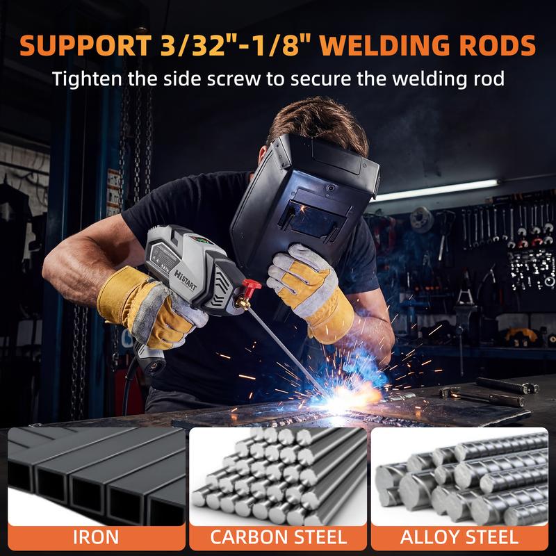 Kit de soldadora de mano de 120 A: soldadora inverter portátil con sistema de refrigeración integrado, funcionamiento con una sola mano, compacta y ligera, ideal para principiantes y para reparaciones rápidas en el hogar.