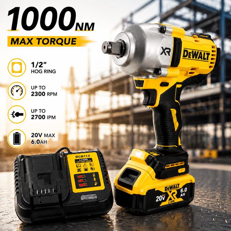 Llave de impacto DeWalt DCF900 20V Max XR sin escobillas, con yunque de 1/2 pulgada y alto par; herramienta inalámbrica de grado profesional.