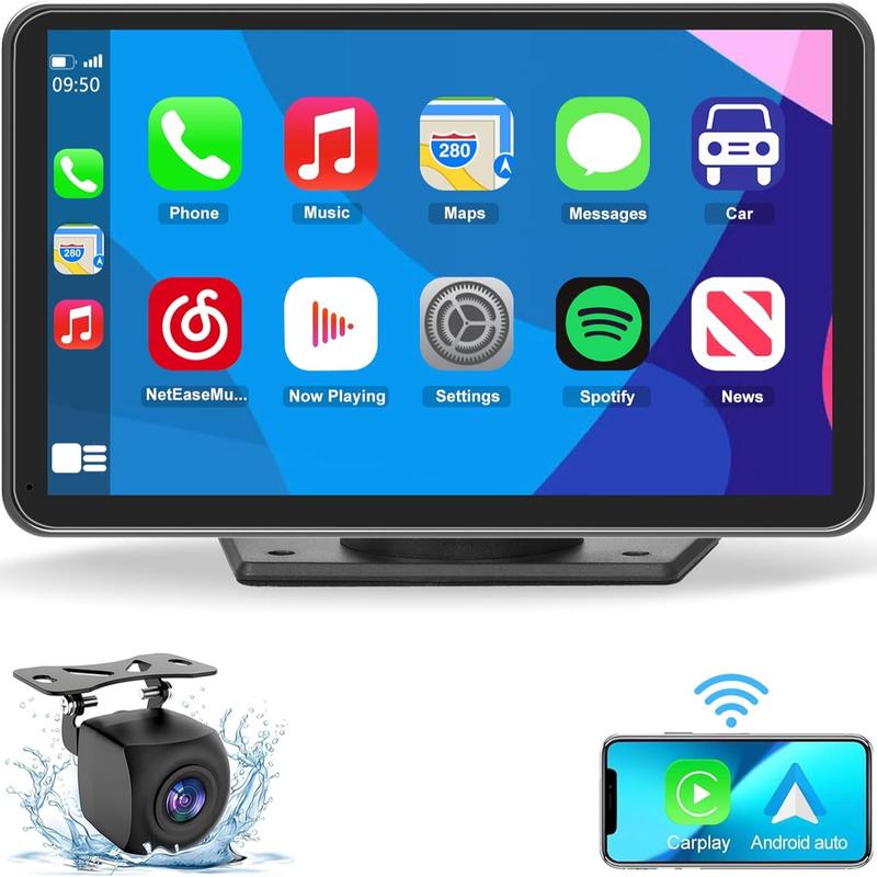 Autoestéreo inalámbrico portátil de 7/9 pulgadas con CarPlay - Reproductor multimedia para coche con Apple CarPlay, Android Auto, AirPlay y Mirror Link