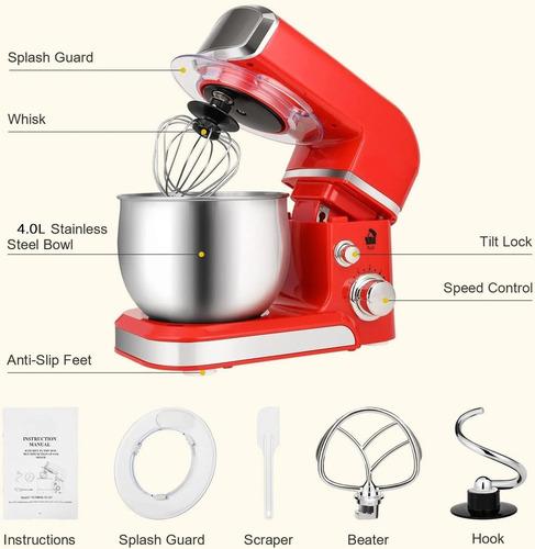 3 En1 Batidora De Pedestal Profesional Potent Cocina 5l 600w Rojo 60hz