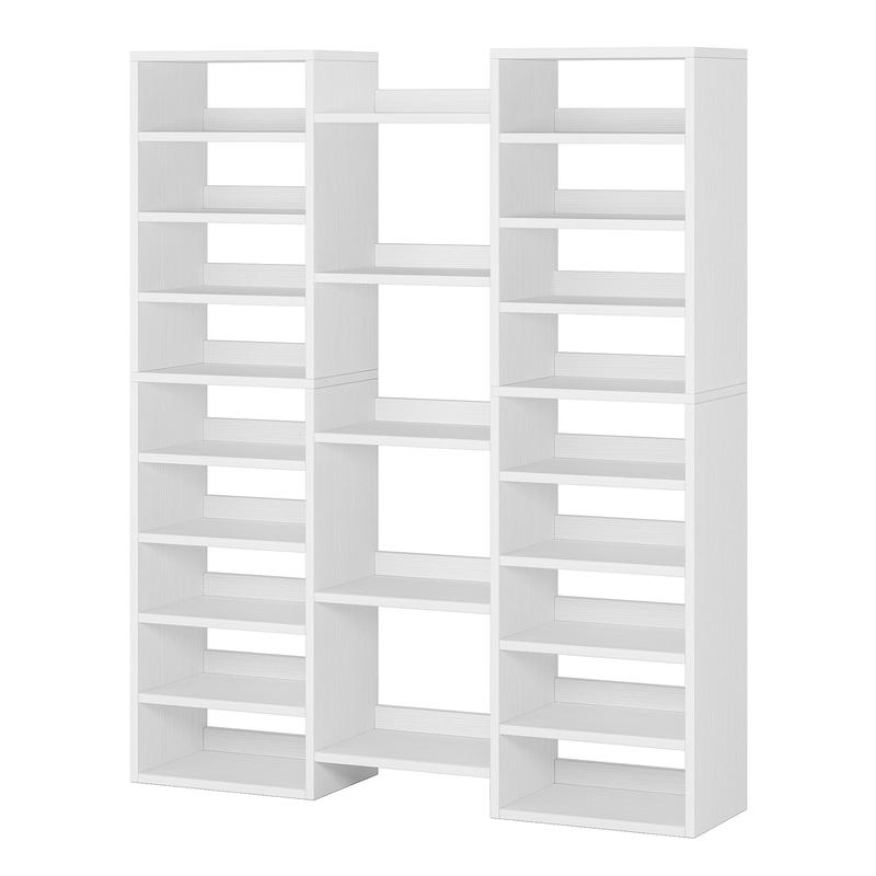 Organizador de zapatos de madera resistente Spaco - Estante apilable de 14 niveles, capacidad de carga de 25 kg, 22 compartimentos abiertos (capacidad para 46 pares), organización de almacenamiento de esquina para la entrada, decoración del hogar, muebles