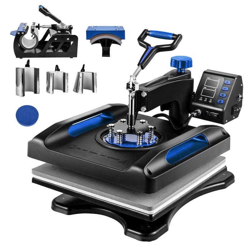 Prensa térmica de 15 x 15 pulgadas, 8 en 1, 800 W, para sublimación, rotación de 360°, función de giro, 8 en 1, para impresión de camisetas, calentamiento de doble tubo para camisetas, gorras y tazas DIY.