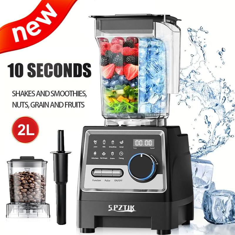 Licuadora profesional SPZTJK, licuadora de cocina de 68 oz, libre de BPA, 2 recipientes, licuadora de mostrador, trituradora de hielo y máx. 1400 vatios/1000 vatios, licuadora y molinillo combinados, batidos/jugos/mantequilla de frutos secos/procesador de