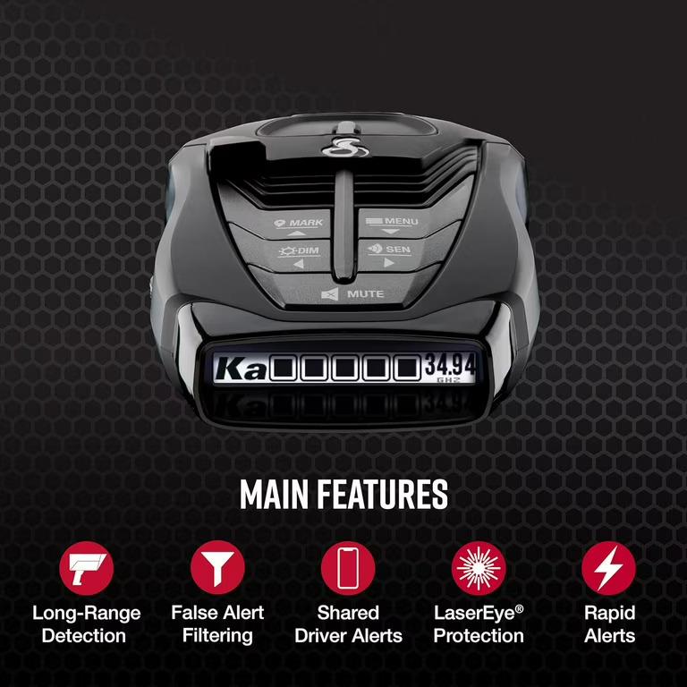 Detector de radar Cobra RAD 480i, el mejor de su clase | Detector láser para automóviles | Alertas de largo alcance | Compatible con Bluetooth iRadar | Procesamiento de señal digital | Fácil instalación