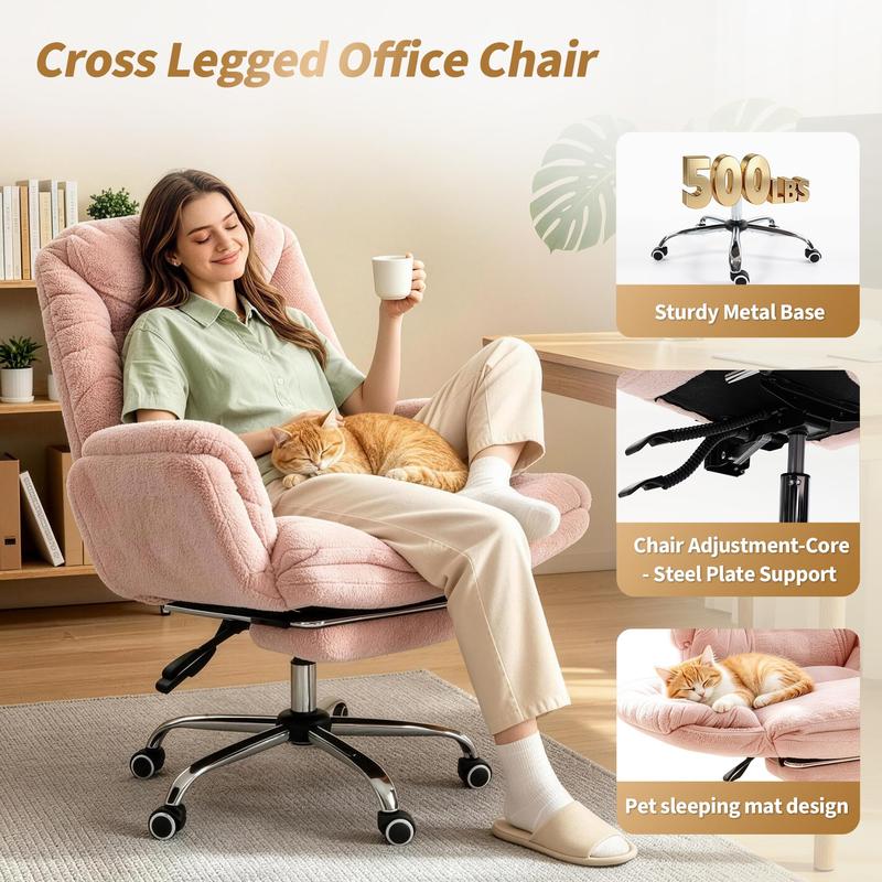 Silla de comedor ergonómica Garvee Criss Cross: respaldo alto, reposabrazos ajustables en 3 niveles, reposapiés, comodidad para piernas cruzadas, para personas altas y corpulentas, silla de escritorio con ruedas para juegos en el hogar o la oficina.