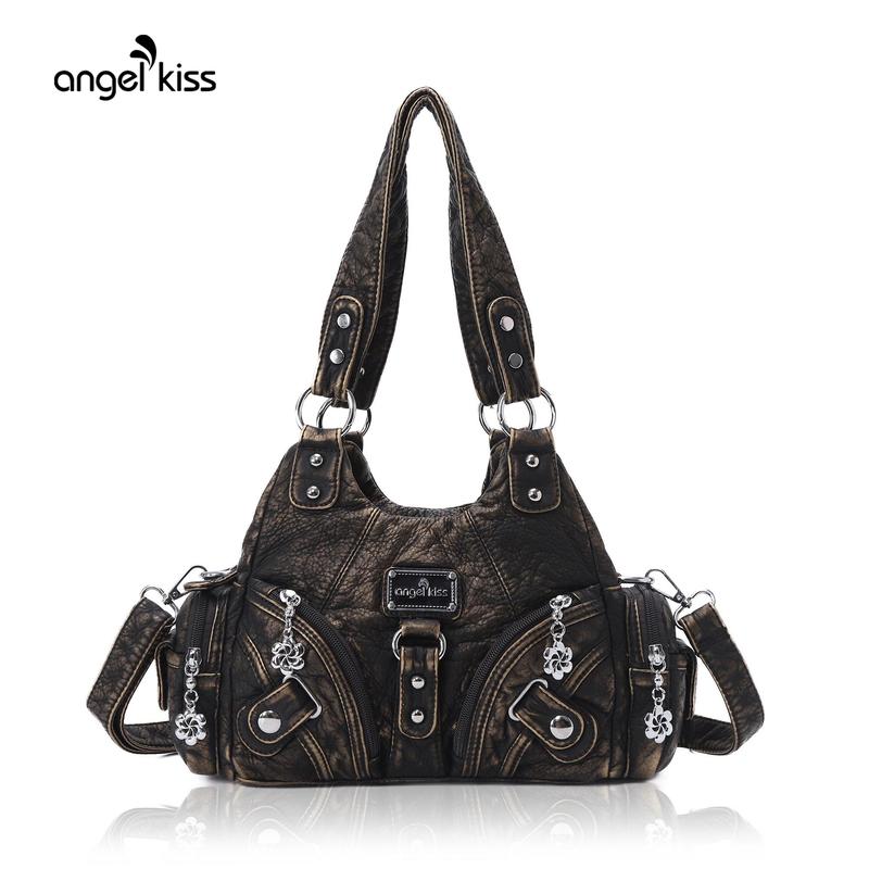 Bolso de mano pequeño y moderno para mujer Angel Kiss - Bolso tote multibolsillos de piel texturizada Vagen con cremallera, bolso de hombro Tramp, bolso Angel Kiss, accesorios para mujer, estilo veraniego