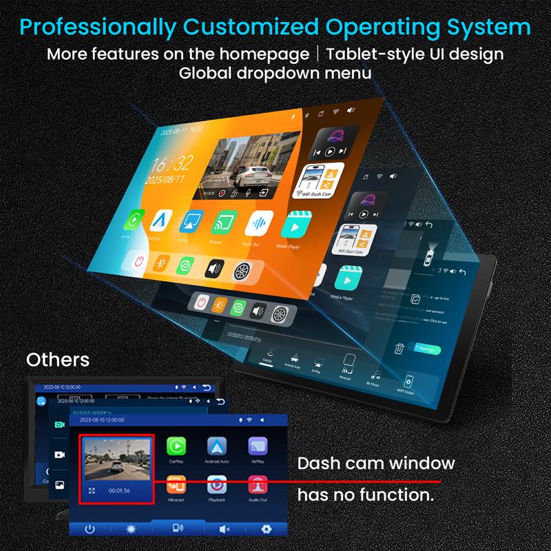 IIWEY iK11 Pantalla inalámbrica extragrande de 11 pulgadas con Apple CarPlay para coche – Estéreo para coche con pantalla táctil ultradelgada de 0,16 pulgadas con Android Auto, cámara de salpicadero 4K, cámara de marcha atrás 1080p, GPS, Mirror Link, cont