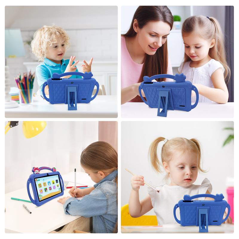 [Summervibes] Tableta infantil PRITOM de 7 pulgadas con Android 13, Bluetooth, WiFi, pantalla HD, funda protectora, control parental, doble cámara y aplicaciones educativas preinstaladas. Tableta ideal para el aprendizaje de niños y niñas.