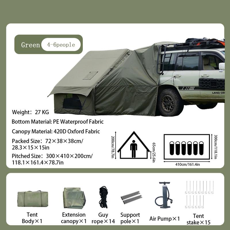 Tienda de campaña inflable grande PAKICETUS con claraboya, ventilación rápida y diseño de malla transpirable, ideal para glamping de verano, con estufa incluida, montaje rápido para familias de 4 a 6 personas, para todas las estaciones, artículos esencial
