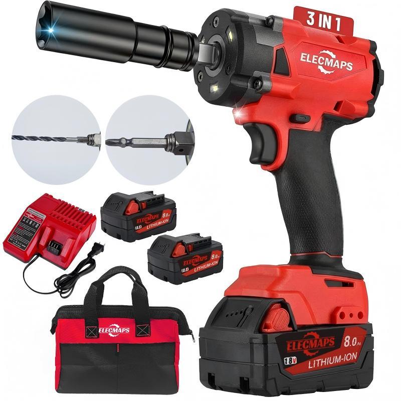 Llave de impacto inalámbrica 3 en 1 de 250 N, compatible con baterías M.18, ligera y compacta, ideal para uso doméstico.