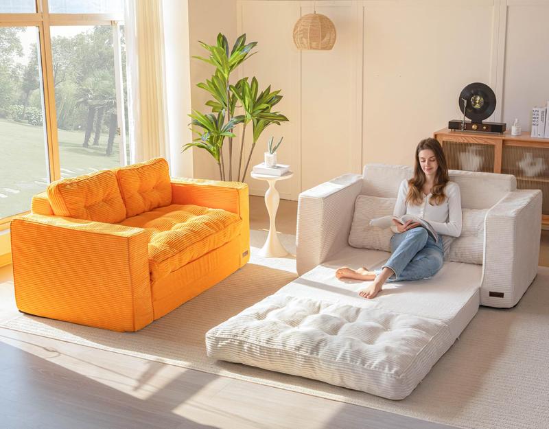 Ofertas para ti MAXYOYO Sofá cama plegable convertible 2 en 1 con almohadas, sofá de dos plazas extraíble para sala de estar, dormitorio o salón