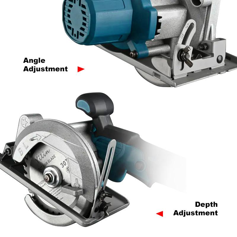 Kit de sierra circular inalámbrica DODOWIN - Baterías inteligentes duales de 21 V, cargador, hojas de sierra incluidas, 2 profundidades de corte ajustables de 45°, hasta 6900 RPM - Sierras a batería para carpintería, proyectos de jardinería, regalo de Nav