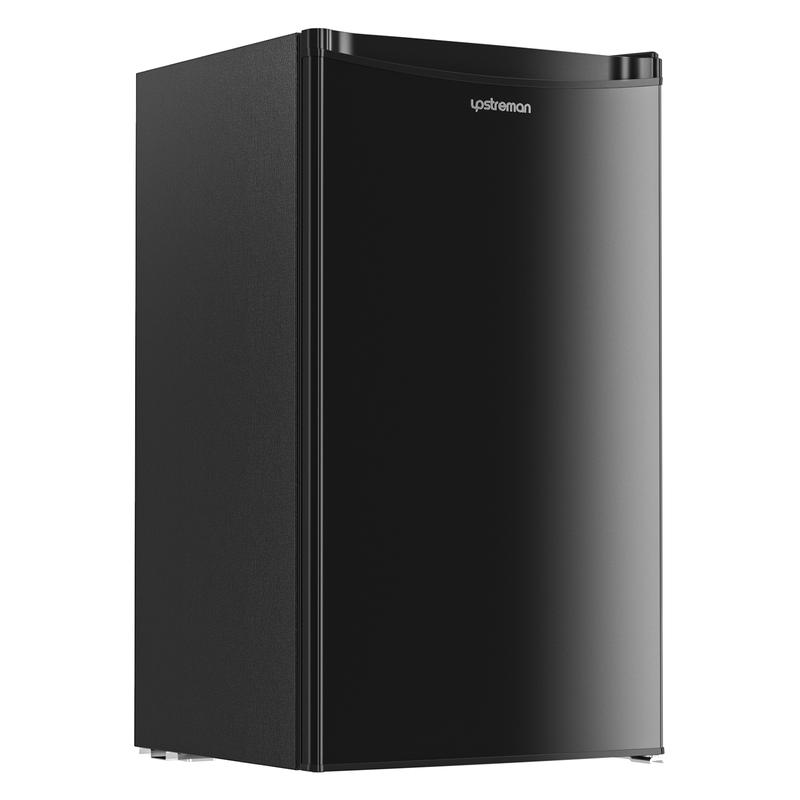Mininevera Upstreman de 90 litros con congelador - Nevera de viaje compacta de una puerta, estantes de plástico, modelo BR321 de alta eficiencia, termostato ajustable, silenciosa, de bajo consumo energético para dormitorios, con un servicio al cliente fia