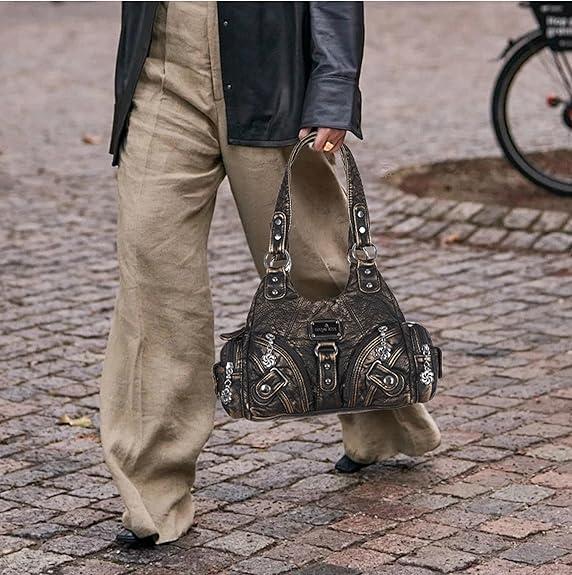 Bolso de mano pequeño y moderno para mujer Angel Kiss - Bolso tote multibolsillos de piel texturizada Vagen con cremallera, bolso de hombro Tramp, bolso Angel Kiss, accesorios para mujer, estilo veraniego