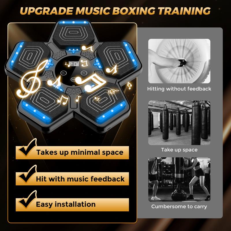 Máquina de boxeo con música Bluetooth mejorada (modelo 2026) con guantes de boxeo y plataforma de golpeo inteligente para montaje en pared, entrenador de boxeo con velocidad ajustable. Equipo de entrenamiento para el hogar, apto para niños mayores de 6 añ