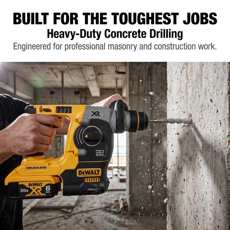 Taladro percutor rotativo Dewalt DCH273 de 20 V MAX | Martillo percutor inalámbrico sin escobillas para mejoras del hogar y proyectos de bricolaje | Herramienta potente y duradera