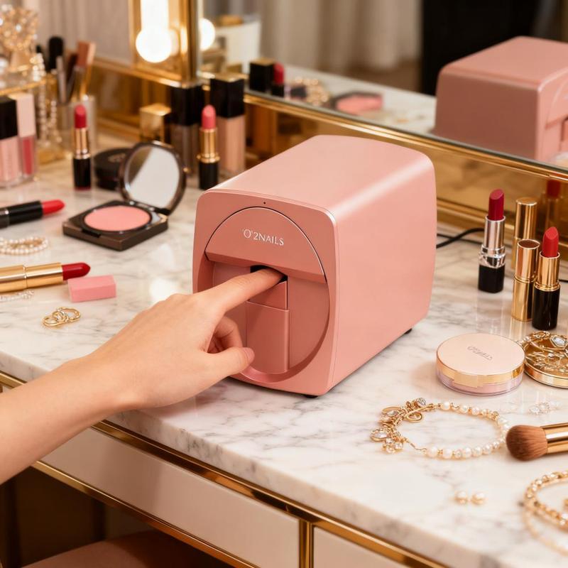 Impresora 3D de uñas, impresora digital móvil para decoración de uñas con control por aplicación, para uso en salones y hogares, impresión de fotos personalizadas/impresión rápida de aproximadamente 450 veces/10 s, diseño DIY de decoración de uñas rosa