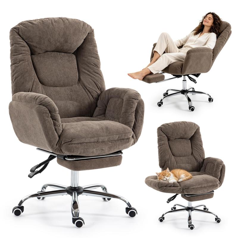 Silla de comedor ergonómica Garvee Criss Cross: respaldo alto, reposabrazos ajustables en 3 niveles, reposapiés, comodidad para piernas cruzadas, para personas altas y corpulentas, silla de escritorio con ruedas para juegos en el hogar o la oficina.