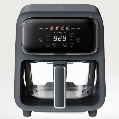 Freidora de aire de vidrio no tóxico de 4,2 cuartos de galón - Vidrio templado de 5 mm, tecnología Air Crisp de 400 °F, apta para lavavajillas, olla multifuncional, electrodomésticos de cocina color marfil