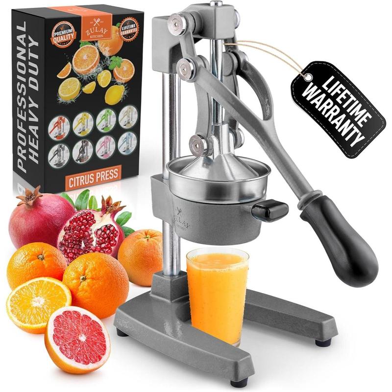 Exprimidor profesional de hierro fundido de alta resistencia para cítricos - Tazón de 12,7 cm, diseño duradero para una máxima extracción de jugo, fácil de limpiar y seguro de usar, garantía de por vida - Fruta