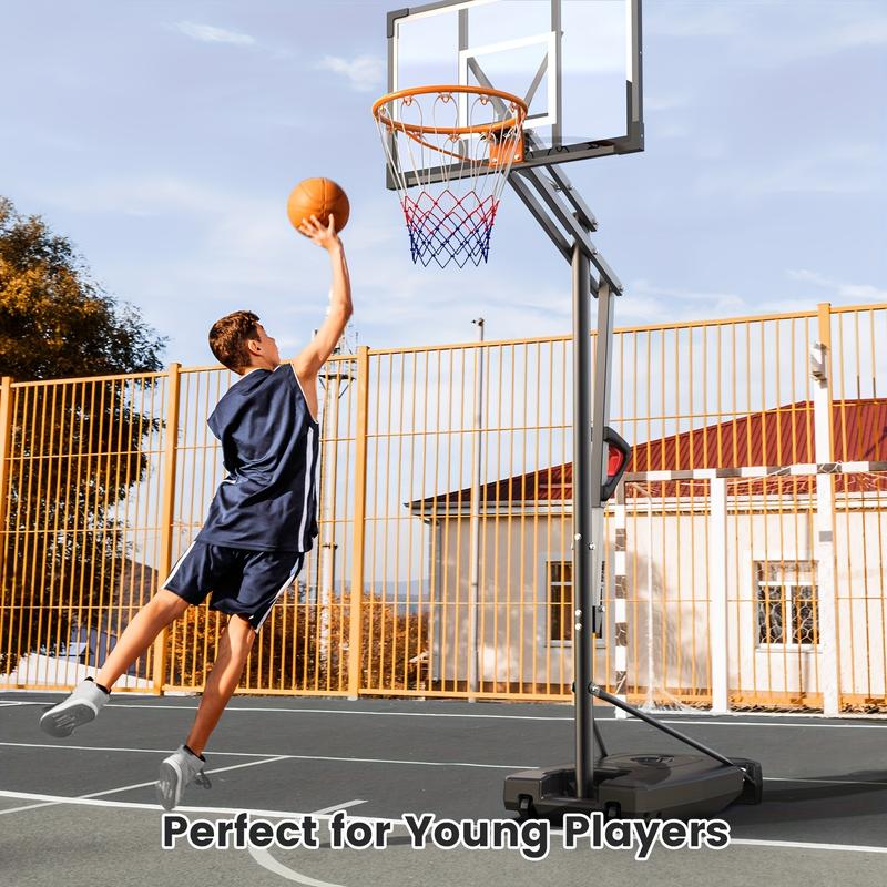 Sistema de aro de baloncesto portátil DAYAGO - Aro de 2,6 m (8,5 pies) de altura ajustable con tableros de 84 cm (33"), ruedas, ideal para entrenamiento infantil, entrada de vehículos y juegos en interiores/exteriores, adultos.