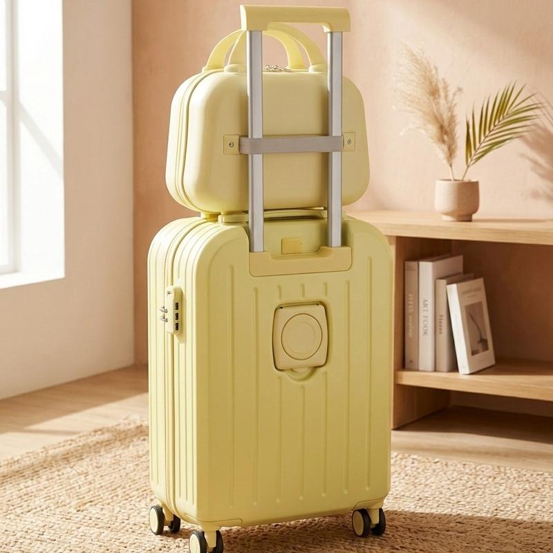Juego de maletas pequeñas de 2 piezas de ABS+PC con carcasa rígida y diseño clásico, aptas para llevar a bordo. Maletas elegantes y duraderas, equipaje ligero con un bolso de mano. Tamaño cabina, color azul. Juego de maletas para la vuelta al cole.