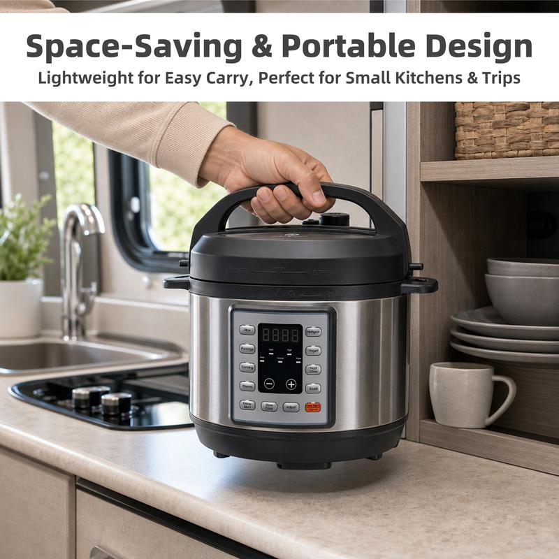 Olla a presión eléctrica: electrodoméstico de cocina multifuncional con programas preestablecidos para arroz, sopa, frijoles y preparación fácil de comidas familiares.