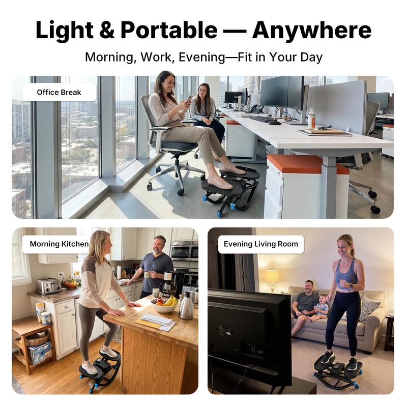Máquina de esquí Merach Rocking Stepper con diseño de stepper de movimiento 3D, máquina de separación lateral para entrenamiento en casa - Capacidad de 330 libras, diseño compacto y que ahorra espacio, mostrador incorporado BackToSchool