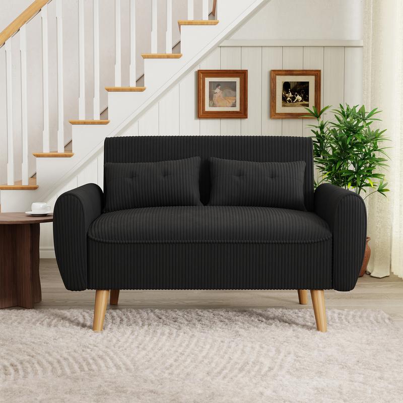 Sofá cama Walsunny Chaise Lounge, sofá de dos plazas moderno y pequeño, sofá diván modular de lujo en tela de lino con cojines de respaldo para sala de estar, apartamento, conjunto de sofá seccional beige