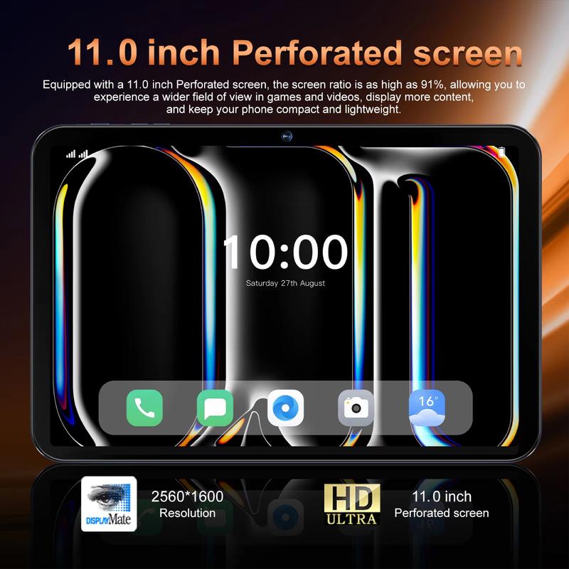 【Ofertas para ti】Tablet W&O de 11 pulgadas con Android 15, 12 GB de RAM, 256 GB de ROM, batería de 10000 mAh, paquete 7 en 1 con teclado Bluetooth, ratón, funda, lápiz óptico, cámara dual, tableta portátil tipo C, regalo ideal para la vuelta al cole.